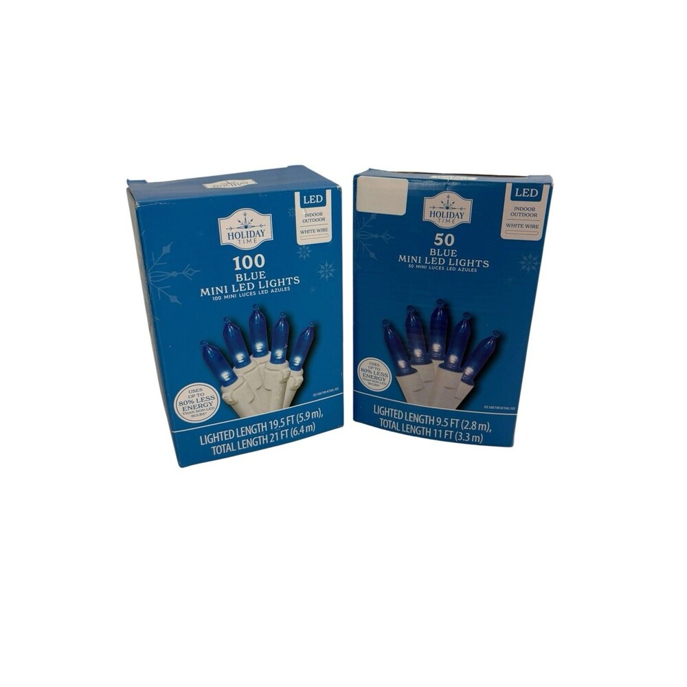 150 Count Blue LED Mini Christmas Holiday Lights White Wire Indoor